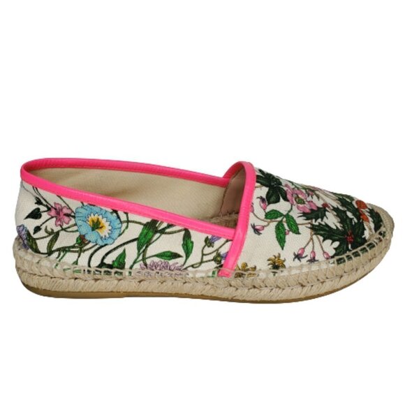 Gucci Flora Canvas Slip On Espadrille Flats - Picture 1 of 7